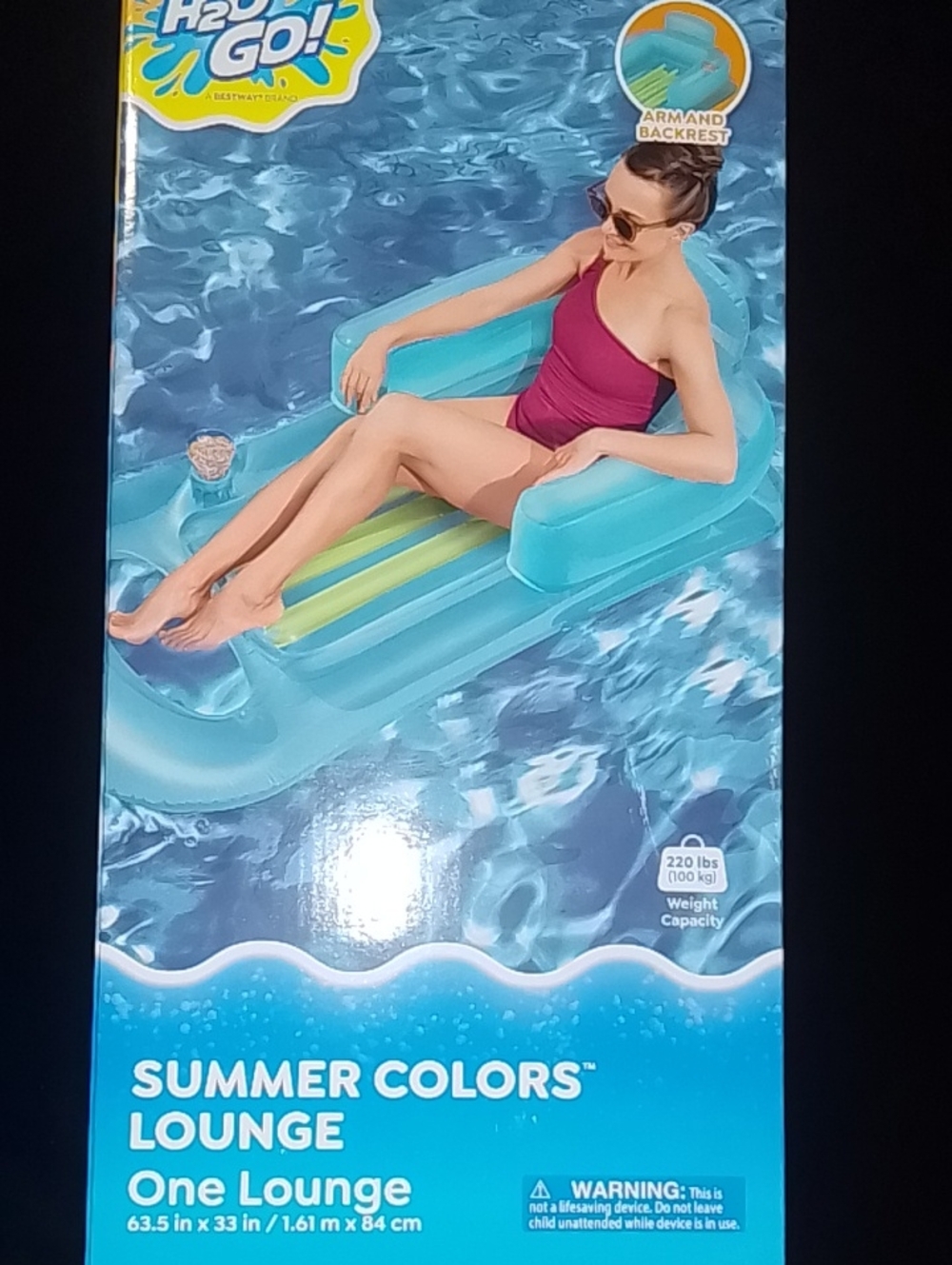 H2O GO! Summer Colors One Lounge – Aqua Inflatable Pool Lounge